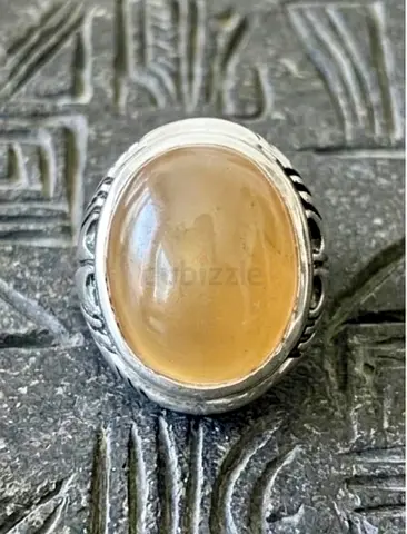 Antique Yemeni Yellow Aqeeq Silver Ring