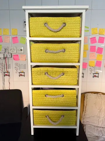 Yellow storage cabinet