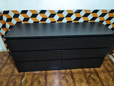 IKEA MALM 6-drawer Dresser - Dark Brown/Black, Good Condition