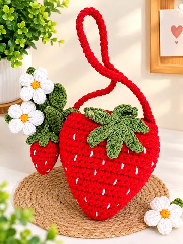 Handmade Crocheted Strawberry Crossbody Bag — Cute Kids/Adult Accessory Custom colors available.
DM