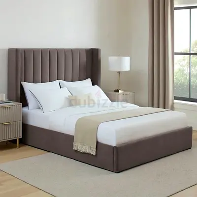 Luxury Queen Size Upholstered Bed Frame | Modern Fabric Headboard