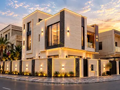 احترافيه فيلا حديثة فاخرة للبيع في الياسمين – عجمان | كورنر طابقين وروف 5 غرف ماستر | جاهزة للسكن تشطيب عصري تكييف مركزي، بسعر شامل كهرباء ومية ومكي