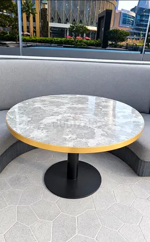 Round Marble Top Table with Gold Edge – AED 150