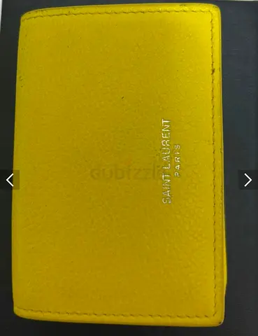 Genuine Saint Laurent Yellow Leather Card Holder / Small Wallet