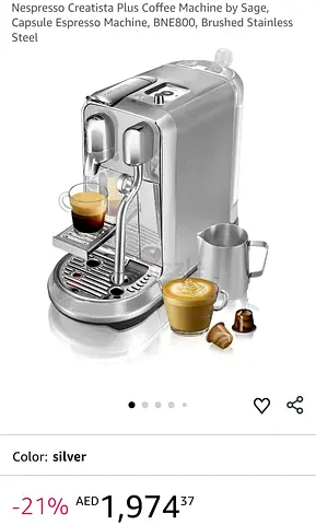 Nespresso Creatista Plus Capsule Espresso Machine - Brushed Stainless