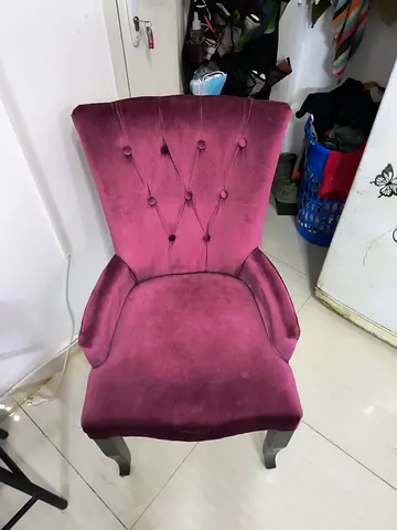 2 Plum Velvet Accent Chair with Button-Tufted Back