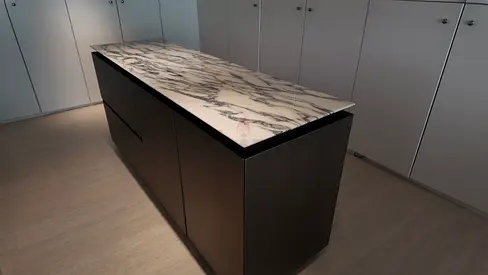 Modern kitchen island with marble top - good condition