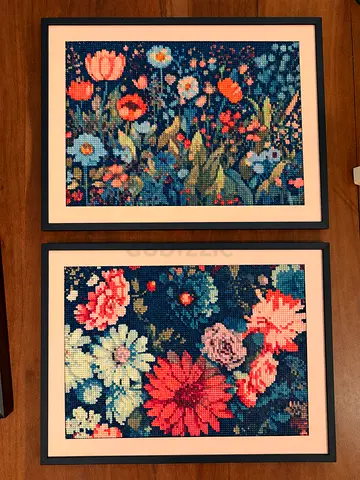 Pair of Framed diamond art Artworks Made of 11000 gems each