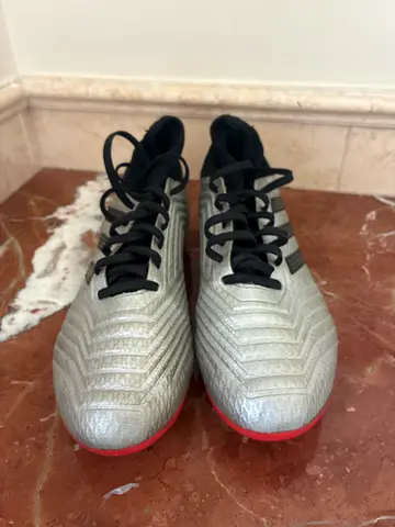 Adidas Predator silver football/soccer boots (used). Size 40 EUR, 6 and a half UK, 7 US. FG.
