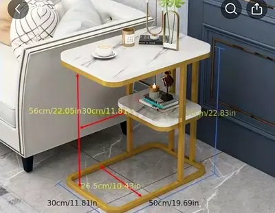 Modern Marble-Top Side Table with Gold Frame - Nesting/Accent Table