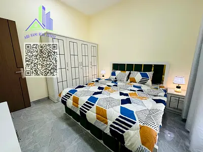 Elegant 1-bedroom apartment with brand-new furniture on Ajman Corniche, central AC and balcony, family-only building, near Ship Roundabout and Thimar