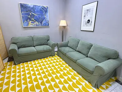 Comfortable Sage Green Sofa Set - 3 Seater and 2 Seater