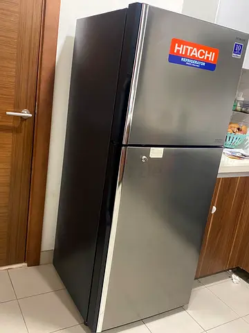 Hitachi Top Freezer Refrigerator - Good Condition, 2-Door Stainless