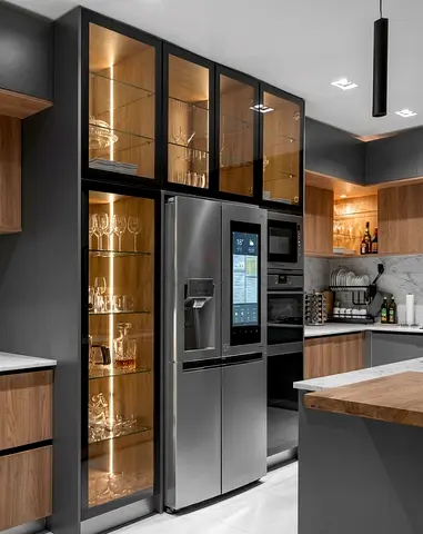 Kitchen Cabinets with Fridge Space