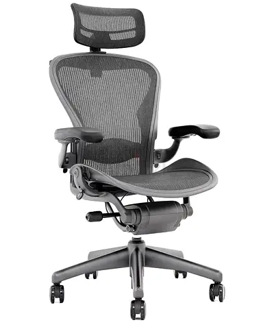 Herman Miller Aeron Fully Loaded, Classic Style Office Chair, Black, Aluminum, Mesh Back, Armless, A