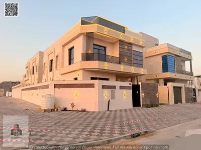 For sale : Modern corner villa in Al Helio 2 _ Ajman ( 2 floors + roof ) Fees included. Directly on SMBZ Road.