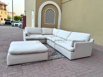 Home Center swin feather filled sofa with footstool