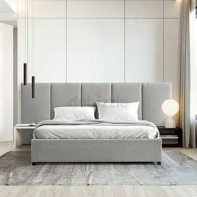 Modern Upholstered King Bed with Padded Headboard