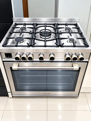 Freestanding Gas Cooker 90X60CM-170L Gas Oven With 4 Convection Fan, Cast Iron Pan Support, full saf
