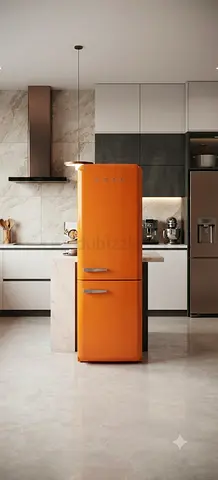 SMEG Retro Style Refrigerator – Orange Finish, Italian Design