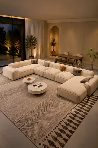 Modern U-Shaped Sectional Sofa and Living Room