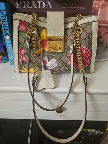 Authentic Gucci Padlock Floral Print Designer Chain-strap Shoulder Bag