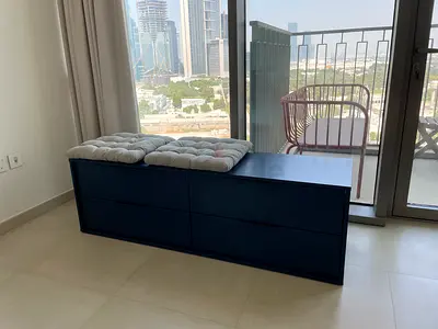 Low storage unit with drawers - modern petrol blue finishing