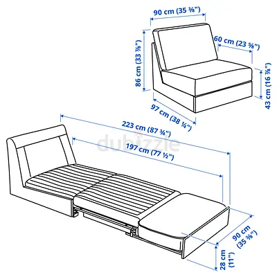 IKEA sofa KIVIC single-seat sofa bed module (pull-out bed) brand new never used