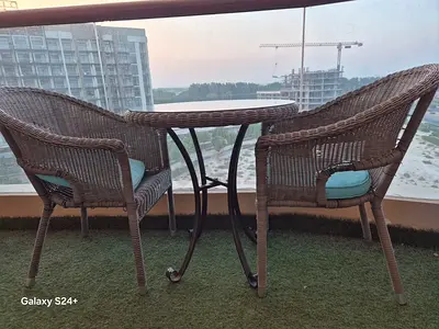 Outdoor rattan bistro set - 2 chairs + table