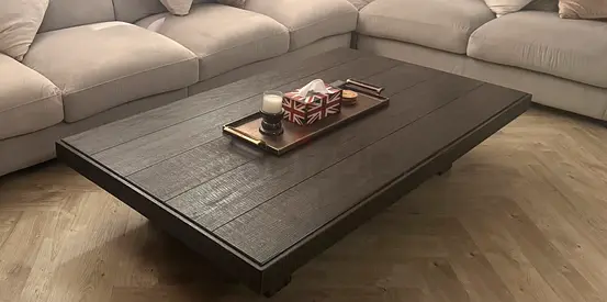 Low dark wood coffee table - solid rectangular center table