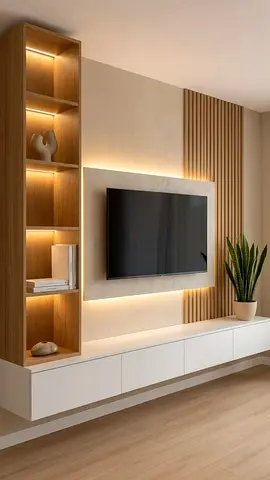 TV Entertainment Unit with Shelves and LED Lighting