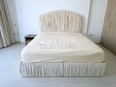 Modern Upholstered Bed Frame with Pleated Headboard bed