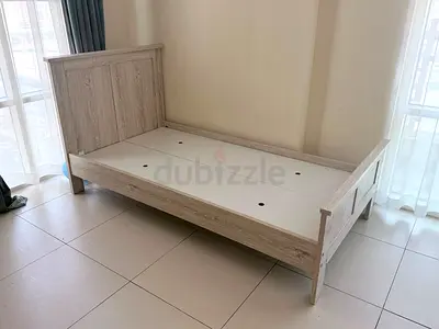 Single wooden bed mattress with headboard and footboard - light oak finish
