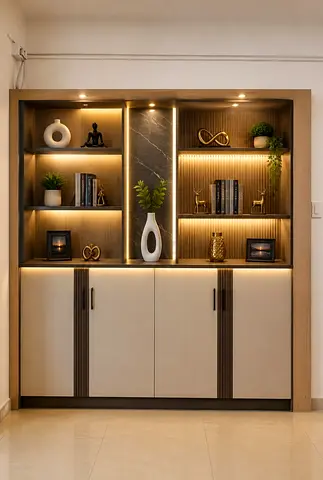Modern Built-in Display Cabinet with LED Lighting