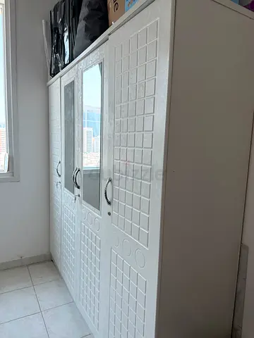 White 4-door Wardrobe with Mirror - Good Condition