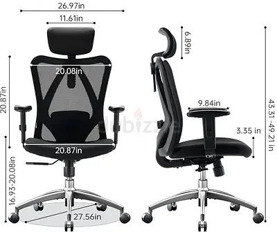Ergonomic Mesh Office Chair with Headrest and Adjustable Armrests