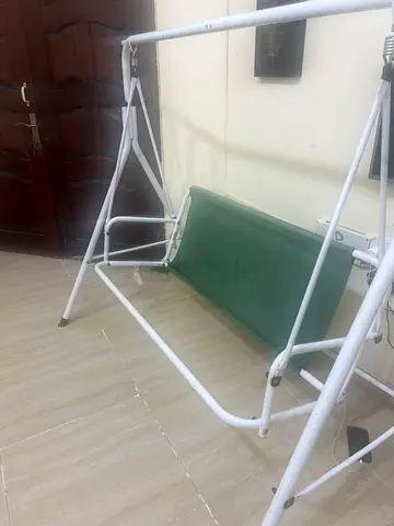 Portable metal-frame outdoor swing / hammock stand with cot