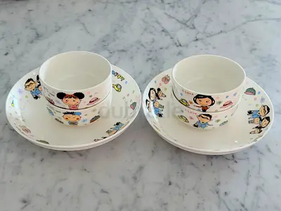 Ceramic Dinnerware Set- Plates and Bowls- 6 pieces