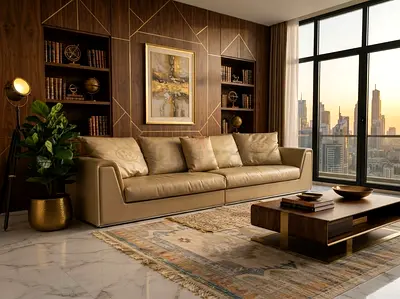 FENDI CASA 3-seater leather sofa in beige - excellent condition