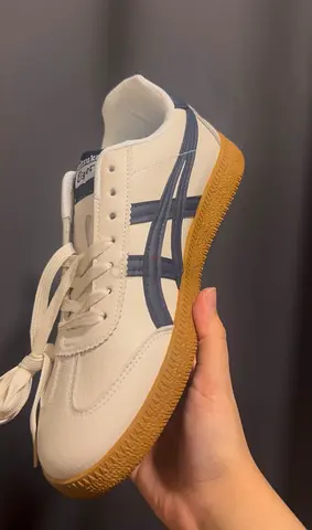 Onitsuka Tiger Mexico 66-style Sneakers - White with Navy Stripes, Size 43