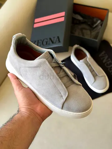 Zegna light grey suede men's sneakers - 40-46 (SUPER MASTER QUALITY)