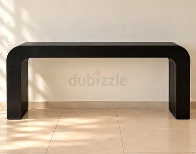 CB2- Solid Black Modern Console Table with Rounded Edges