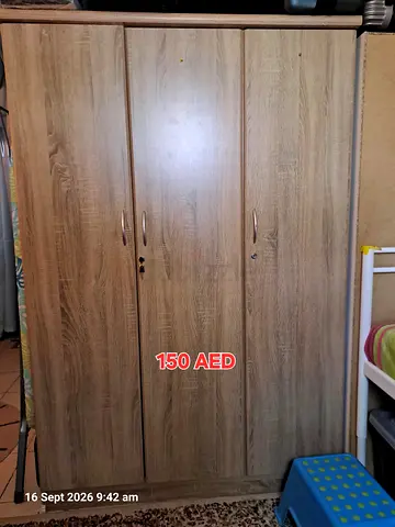 3-door Wooden Wardrobe / Armoire in Light Oak - Good Condition