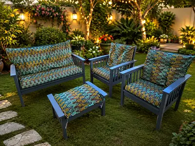 Wooden garden sofa with stole