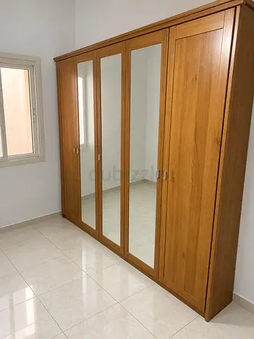 Solid Wood 5-Door Wardrobe with Mirrors - Good Condition