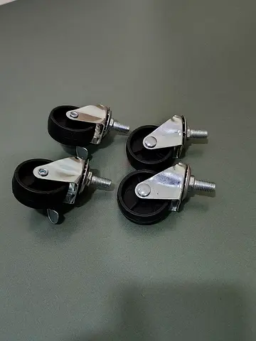 Set of 4 Threaded Stem Swivel Caster Wheels with Brakes