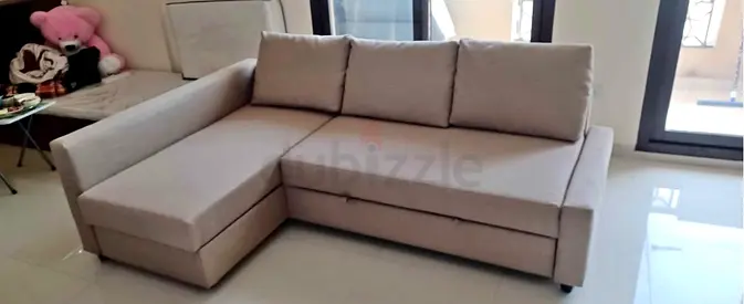 Modern L-Shaped Sectional Sofa Bed in beige