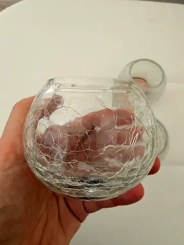 Set of 3 Crackle Glass Candle Holders