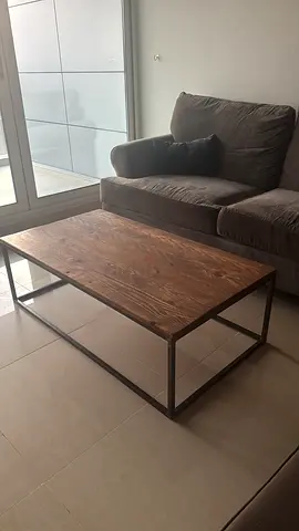 Solid Wood Top Coffee Table with Metal Frame - Rustic Industrial pick up in Tecom