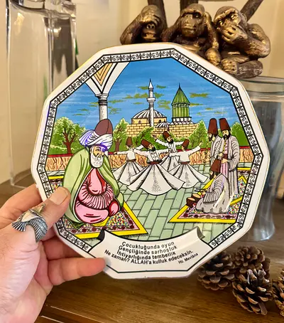 Vintage Turkish Whirling Dervishes Decorative Plate